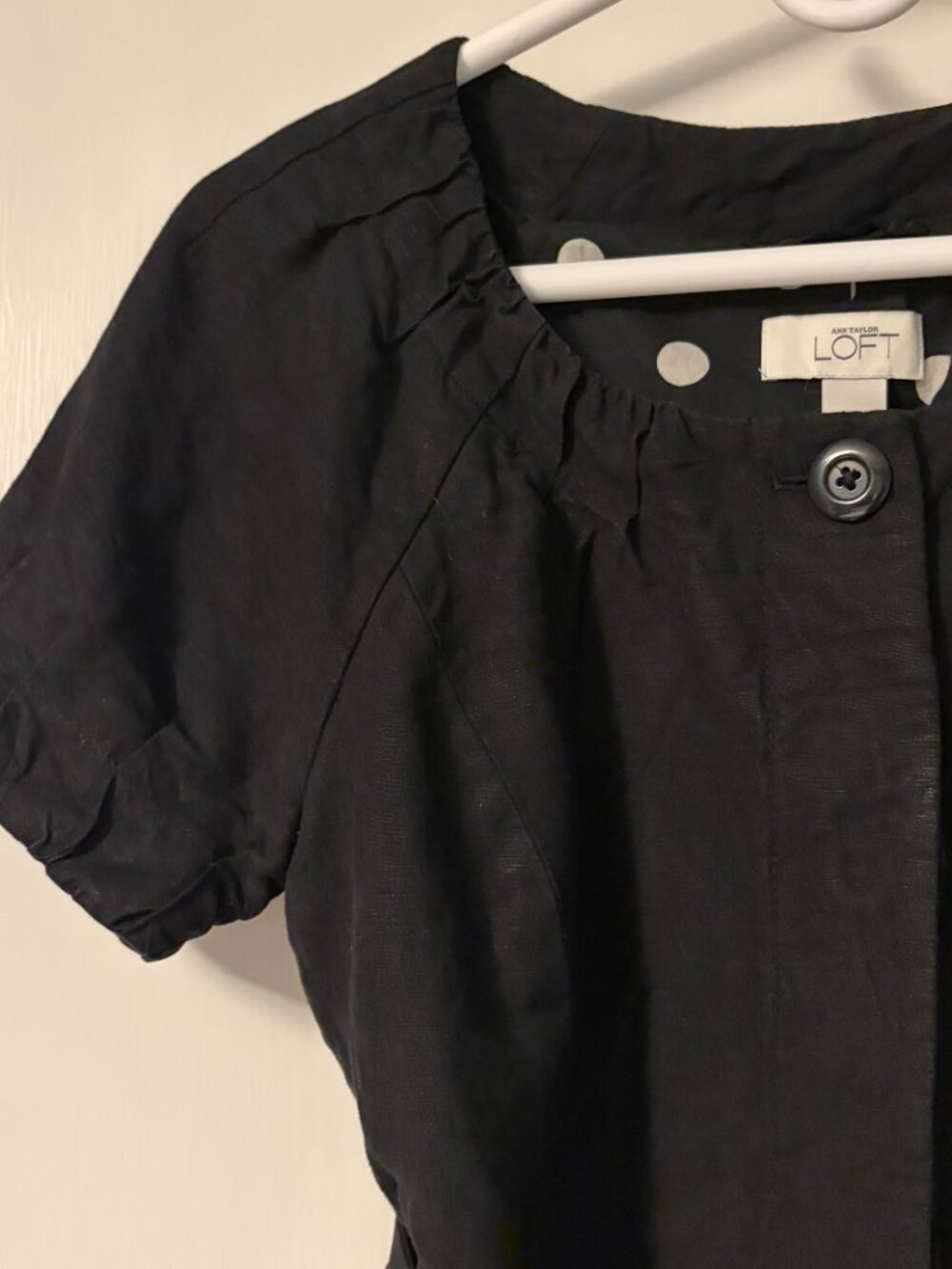 Ann Taylor Loft vintage belted button up blouse linen blend classic size 6 - Picture 8 of 10
